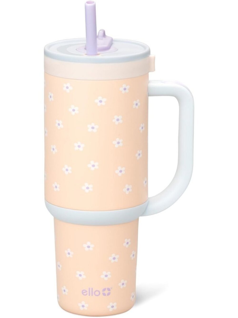 Insulated 30oz Stainless Steel Tumbler with Straw - Floral Daisies Design
